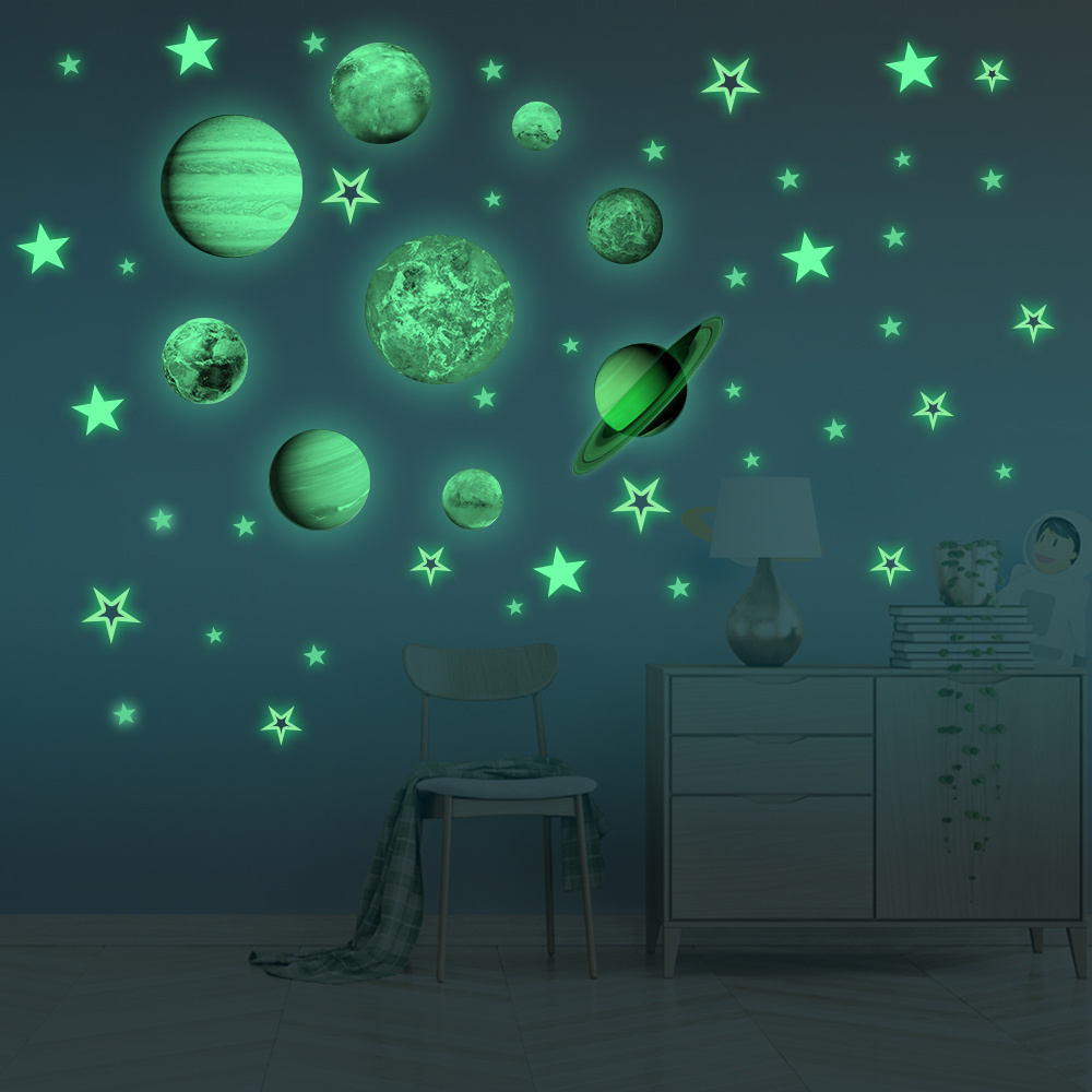 Super Bright 6-8hrs Stars Solar System Wall Sticker Glow in the Dark