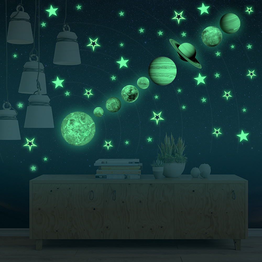 Super Bright 6-8hrs Stars Solar System Wall Sticker Glow in the Dark