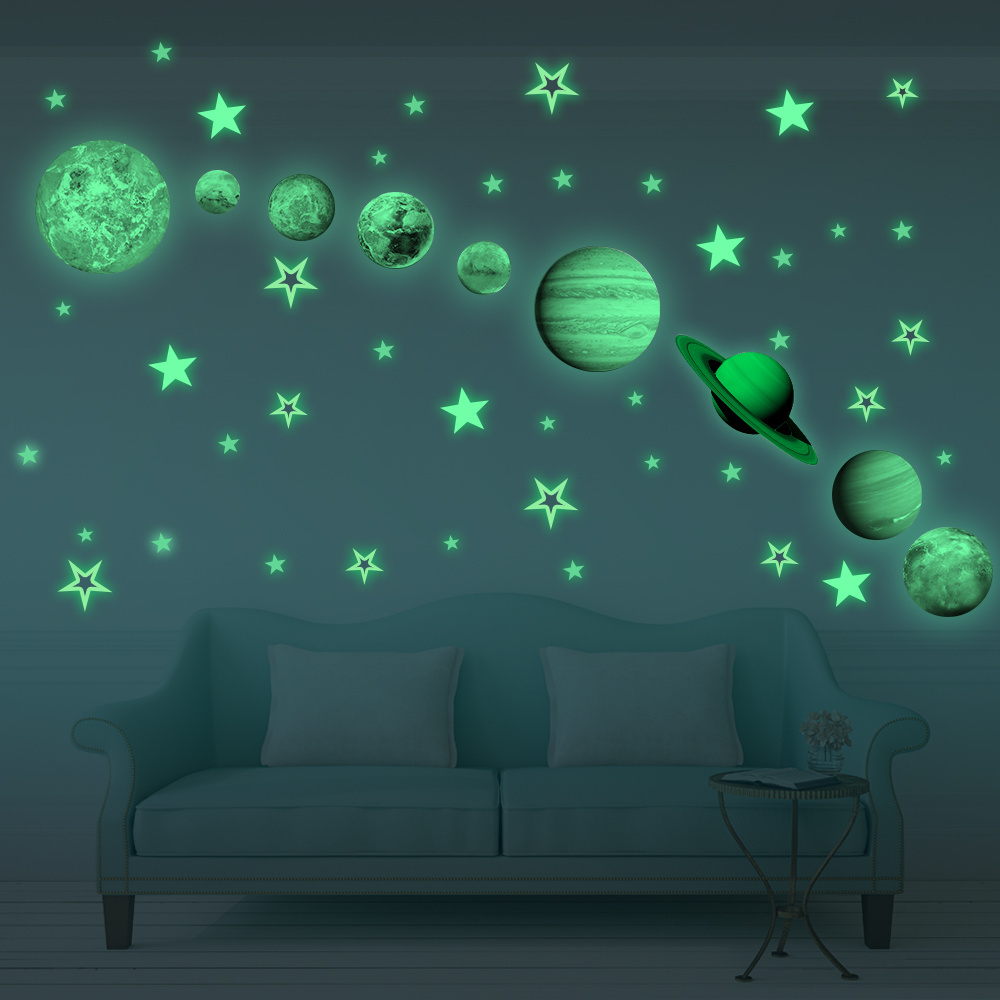 Super Bright 6-8hrs Stars Solar System Wall Sticker Glow in the Dark