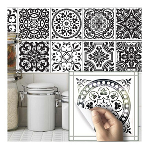 Black And White Retro Baroque Pattern Bathroom Bathroom Kitchen Wall Waterproof Tile Sticker