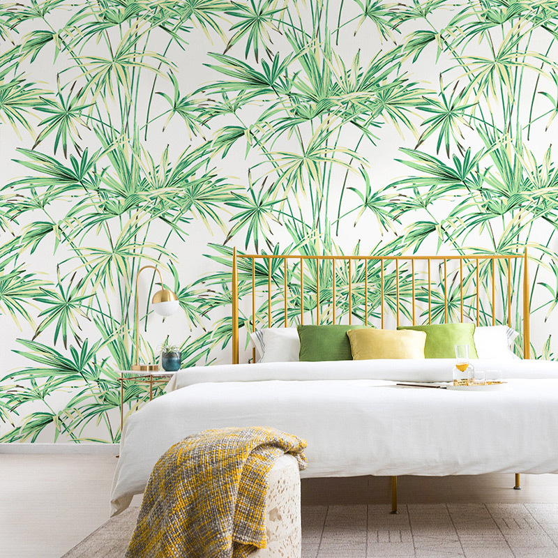 Home Decor 3d Decoration Wall Stickers Roll Wall Decor Green Bamboo Leaves Tropical Rain Forest Wallpaper