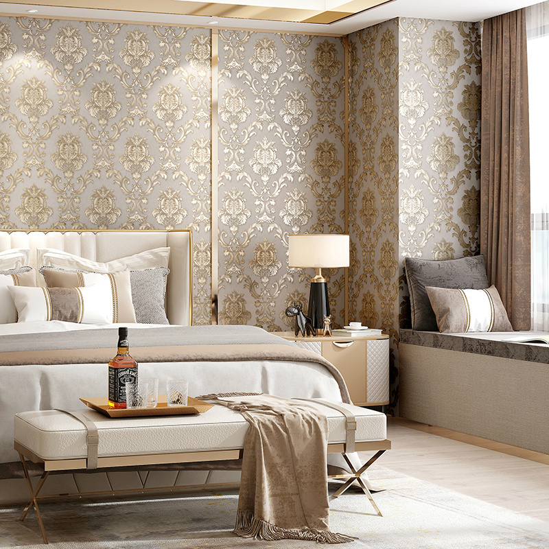 Damascus Luxury Non-woven Wallpaper Living Room Bedroom Tv Background Wall 3d Relief Wallpaper