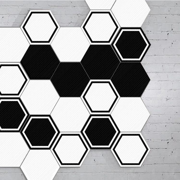 White And Black Mosaic Hexagon Self-adhesive Bathroom Waterproof Wall Tile Floor Stickers