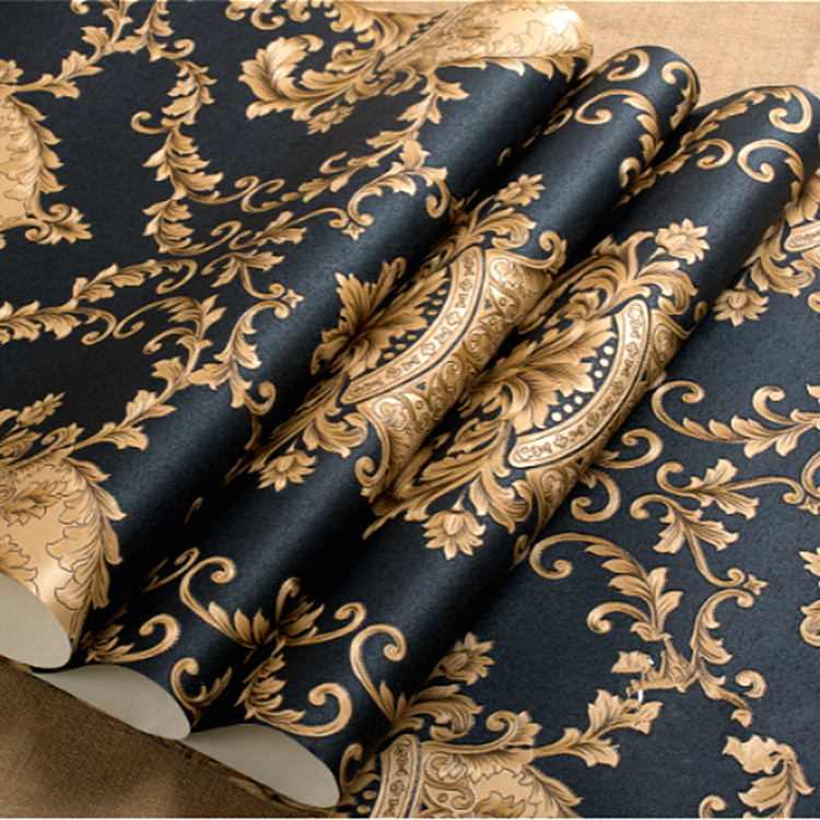 Black Damask Vinyl Wall Paper Sticker Suppliers 3d Brick Home Decoration Self Adhesive Vinyl Pvc Waterproof Wallpaper