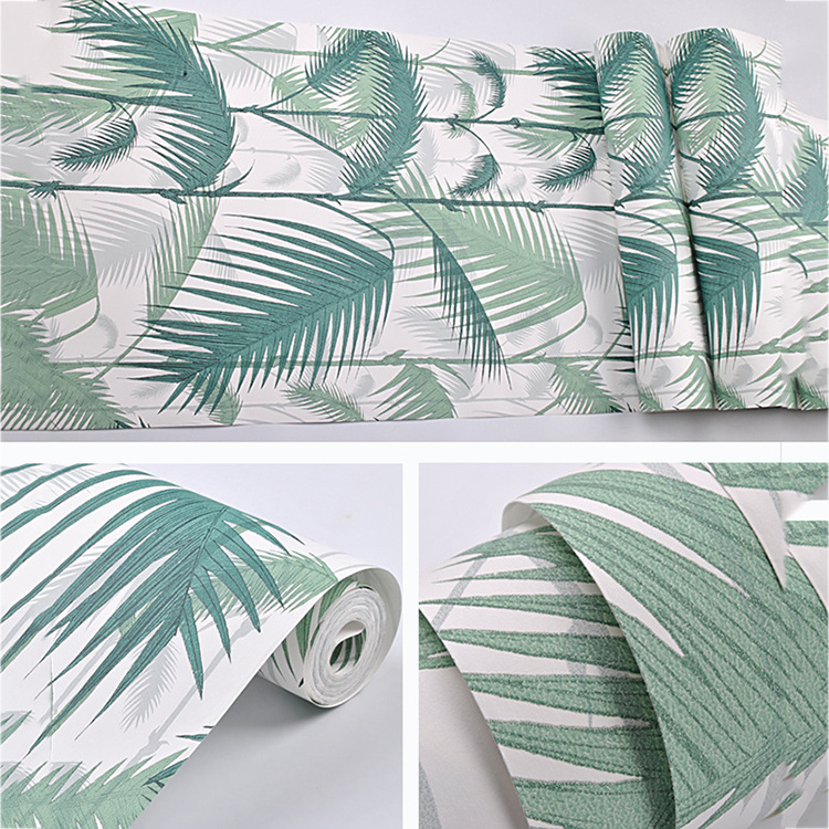 Floral Forest Natural Plant Non-woven Wall Paper Wallcoving Green Tropical Jungles Palm Tree Leaves Wallpaper Decoration