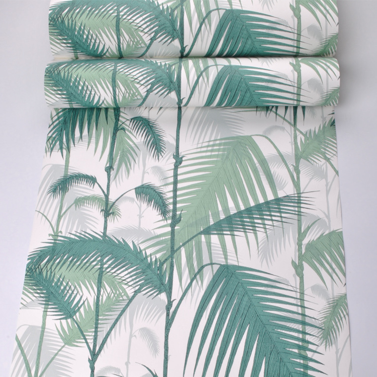 Floral Forest Natural Plant Non-woven Wall Paper Wallcoving Green Tropical Jungles Palm Tree Leaves Wallpaper Decoration