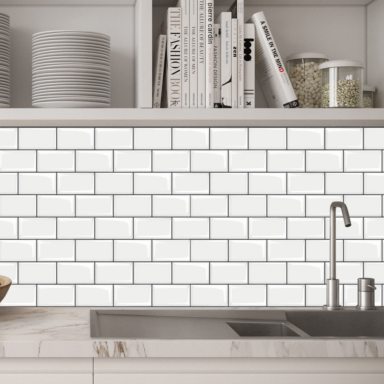 Novae Removable Self Adhesive Wallpaper for Bedroom Design Bathroom Kitchen 3D Brick Wall Art Tile Stickers Home Decor