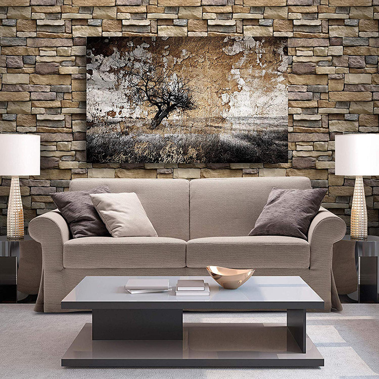 Factory Supply Cheap Stone Wall Paper Rolls 3d Brick Pvc Self Adhesive Wallpaper