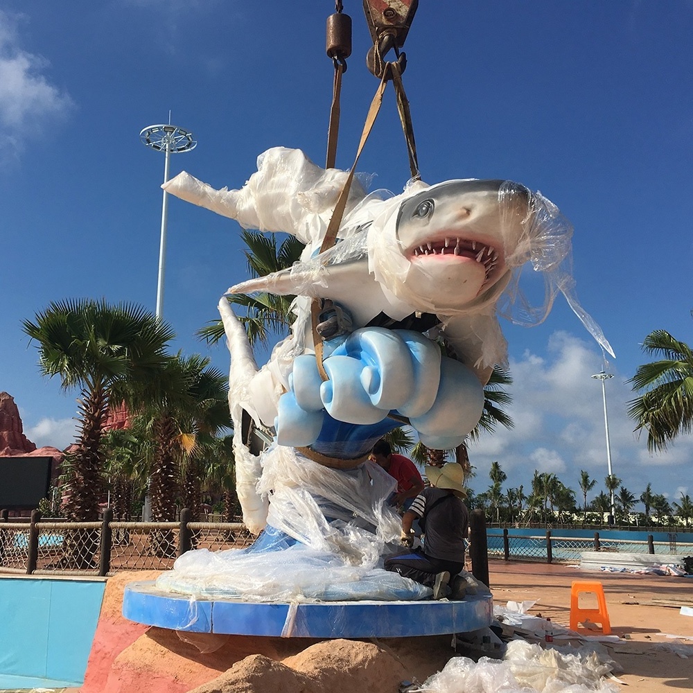 Factory Price Outdoor Sculpture Shark Fiberglass Statue Sea Animal  Amusement Park Decoration Resin Decoration