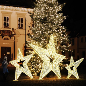 New Design Waterproof 3D Moon And Star Led Motif Lights Illuminating Outdoor Christmas Decoration Star