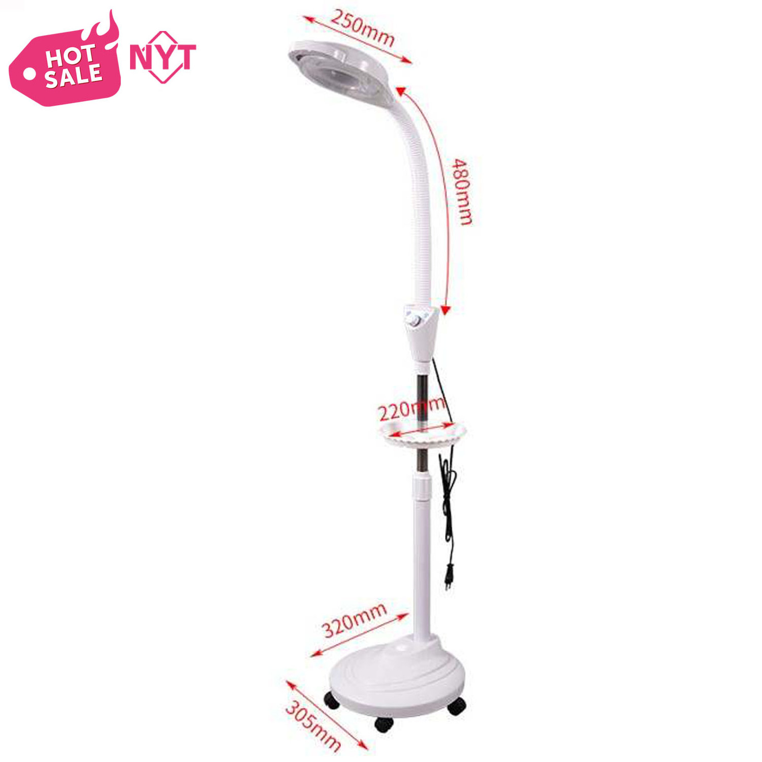 2023 With Trays Wheel Aesthetic For Skin Examination Clinic Facial Floor Cosmetic Beauty Glass Magnifier Led Magnifying Lamp