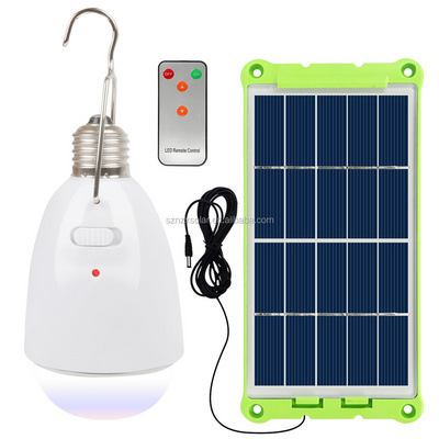 New Solar Powered Light Bulb With Solar Panel Multi-functional Waterproof Rechargeable Remote Control Dimmable LED Camping Lamp