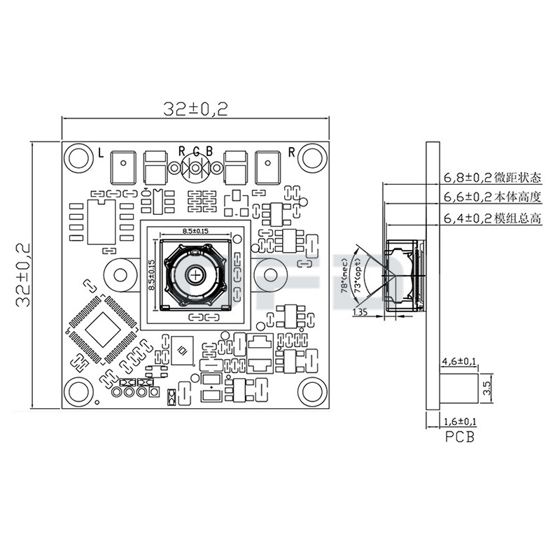 8 Million Autofocus IMX179 HD USB Driver-Free UVC Protocol Camera Module with Microphone