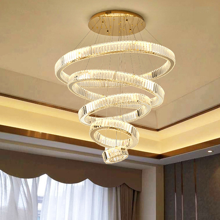 Modern Large Rings Circle Crystal LED Chandelier for Living Room