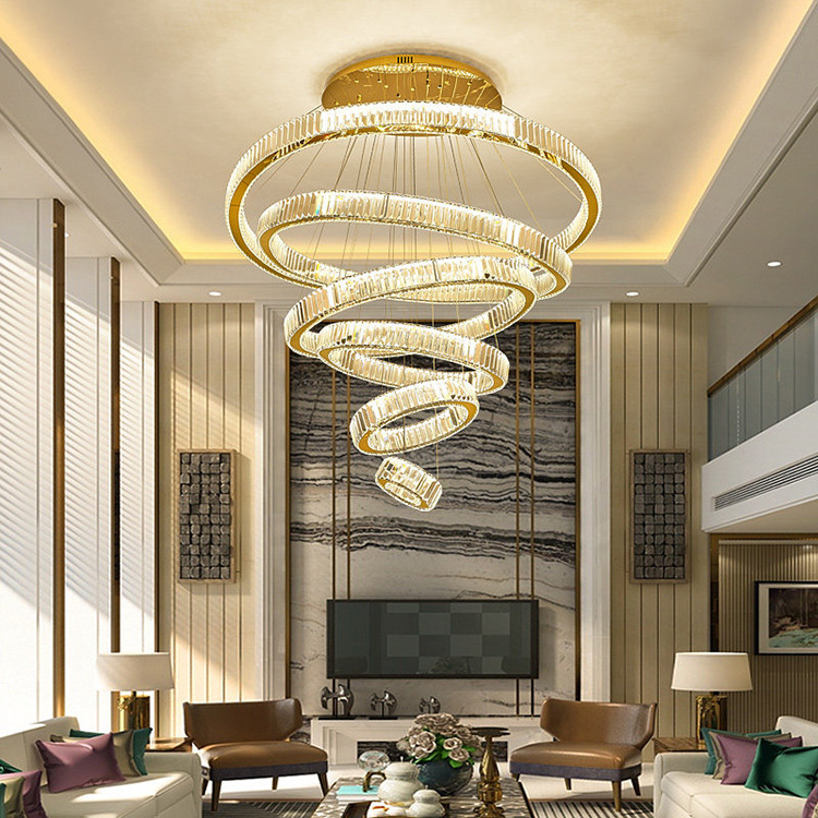 Modern Large Rings Circle Crystal LED Chandelier for Living Room