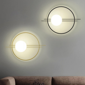 Nordic Decoration Hotel Fancy Bedroom Sconce Led Wall Lights Fixture Wall Lamp Living Room Decoration Round Iron Glass White 70