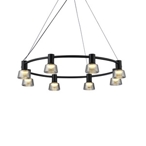 Nordic Modern Industrial Style LED Ring Chandeliers Blown Glass High Ceiling Pendant Light