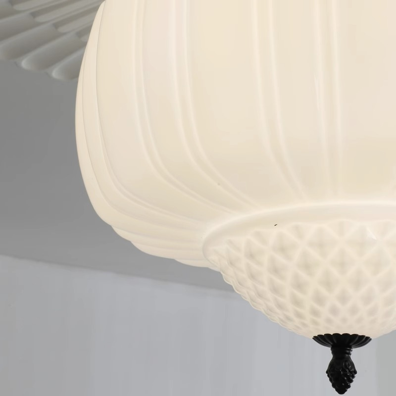 White Pumpkin Ball Ceiling Lamp Nordic Carved Striped Ceiling Lamp Smooth Texture Living Room Ceiling Lamp