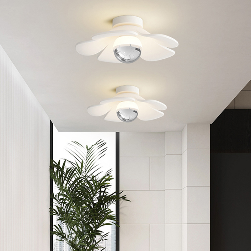 2024 New Design Flower Ceiling Lamp Modern White Resin E27 Pendant Light For Corridor Hallway Decoration