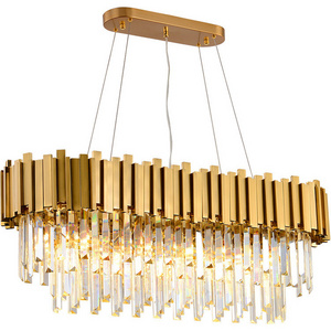 Modern LED Low Ceiling Mounted Gold Iron Clear Crystal Chandelier