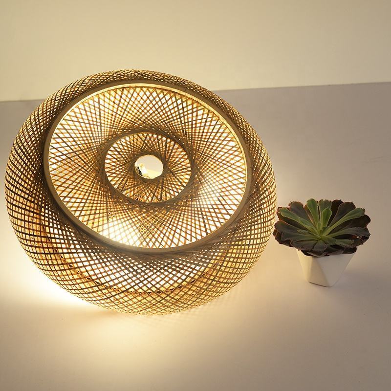 Rattan Round Ceiling Light Bedroom Living Room Bamboo Lighting Fixture