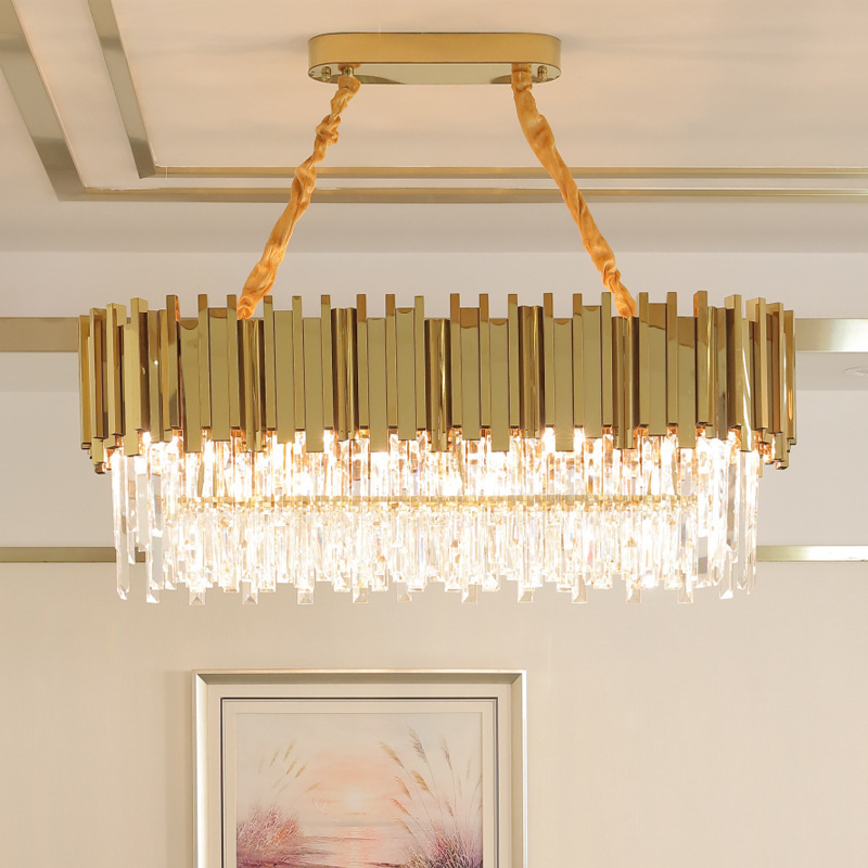 Modern LED Low Ceiling Mounted Gold Iron Clear Crystal Chandelier