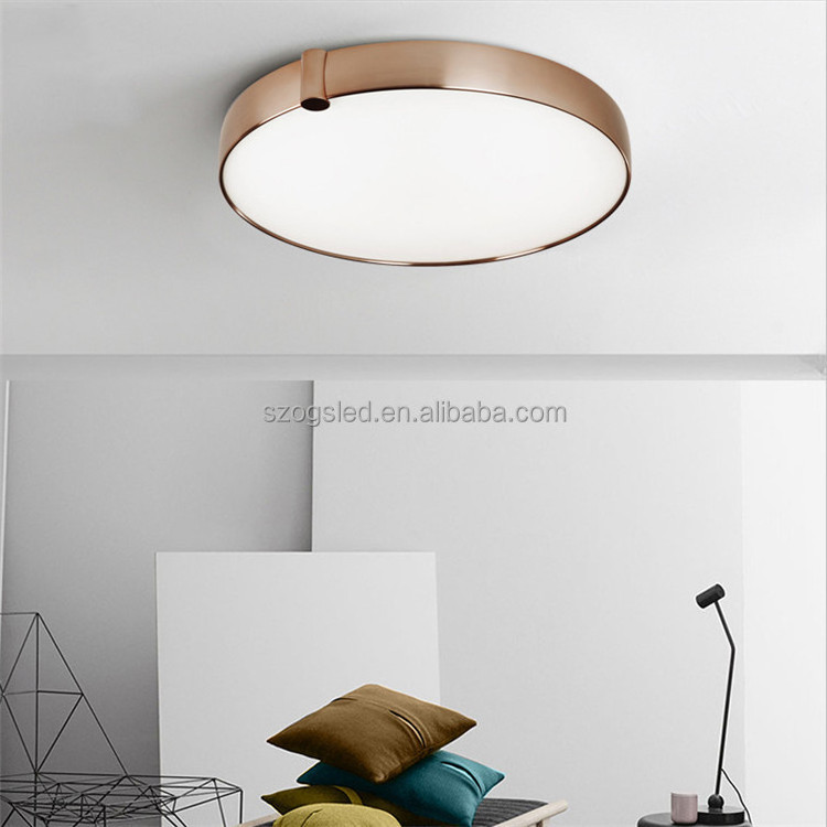 Wholesale Indoor Ceiling Lamp Iron Round Lighting Lamp with Acrylic LED Luxury Ceiling Lights Rose Gold Modern 75 Energy Saving