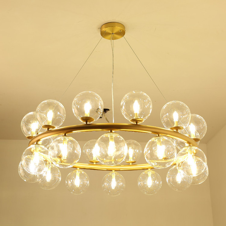 Indoor light fixture classic clear globe glass chandeliers pendant light for restaurant