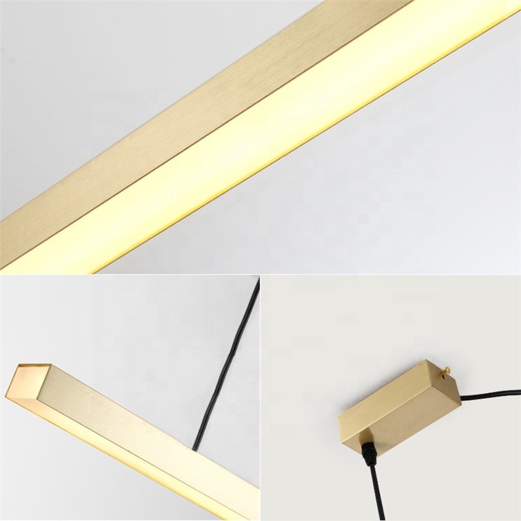 Modern Linear Ceiling  Light Lamp Black/Brass Aluminum 36W LED Pendant Lighting Fixture