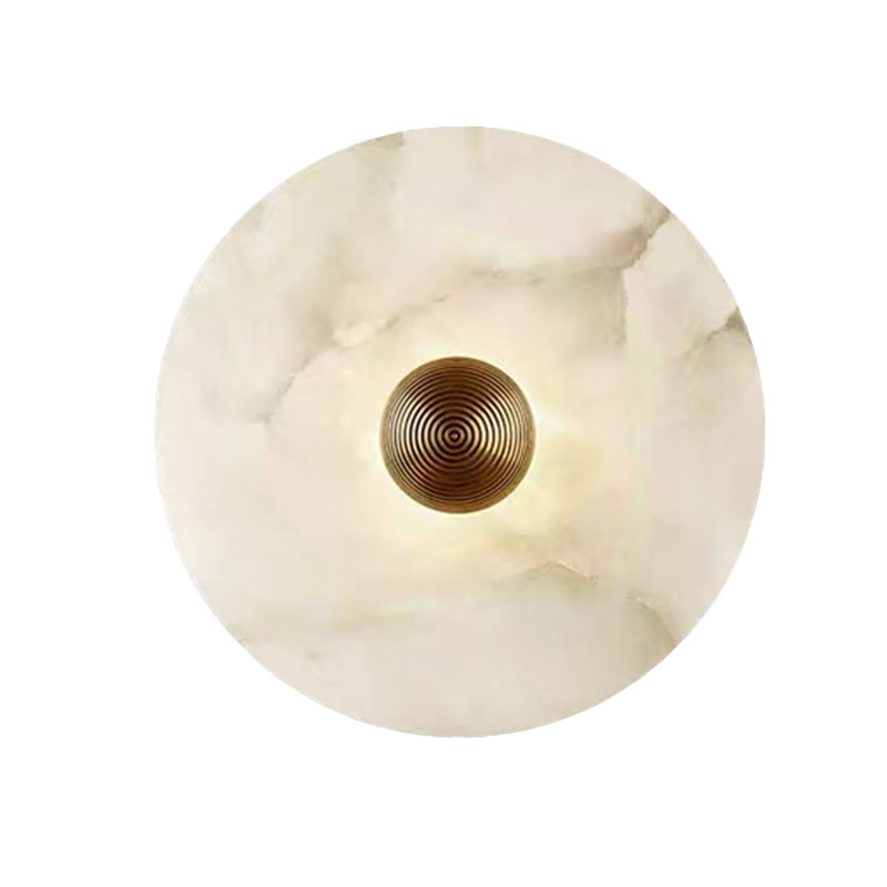 Modern Nordic LED Wall Lamp Round Marble Stone Wall Lights For Home Bedroom Bedside