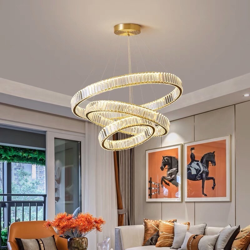 Modern Large Rings Circle Crystal LED Chandelier for Living Room