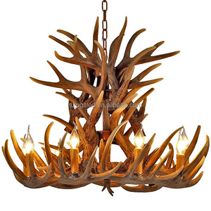 Antler Chandelier Antique Decorative Pendant Light Deer Antler Modern Chandelier For Xmas Hotel Lobby Resin Metal