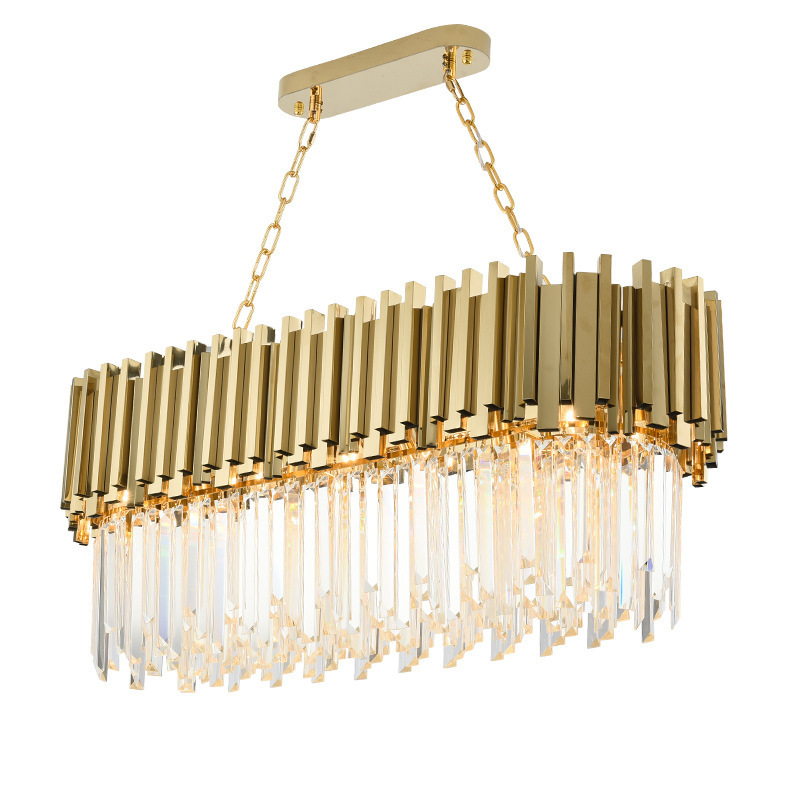 Modern LED Low Ceiling Mounted Gold Iron Clear Crystal Chandelier