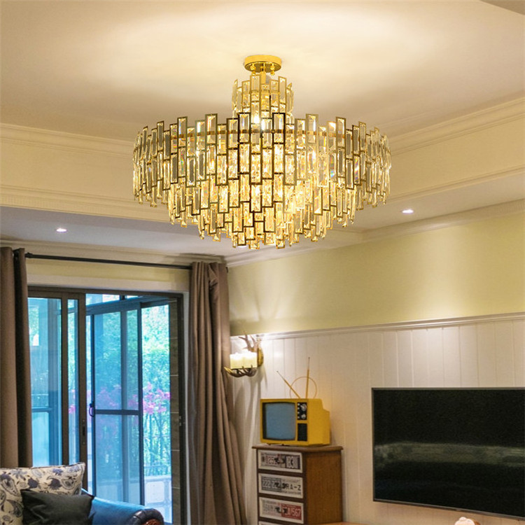 Modern Nordic LED Luxury Crystal Chandelier Gold Pendant Light Big Chandelier