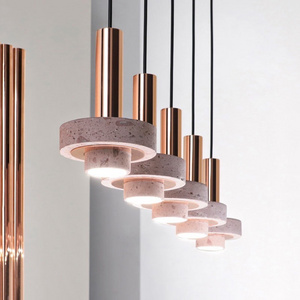 Nordic Style Modern Pendant Light Fixtures Natural Pink Stone Lampshade Art Design Living Room Dining Room Chandelier