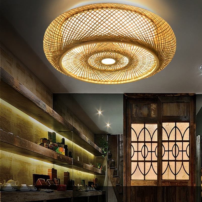 Japan Bamboo Pendant Lamp Creative Flush Mount Ceiling Light for Restaurant