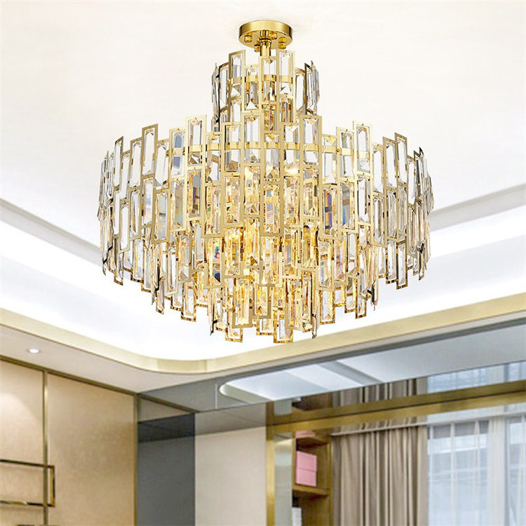 Modern Nordic LED Luxury Crystal Chandelier Gold Pendant Light Big Chandelier