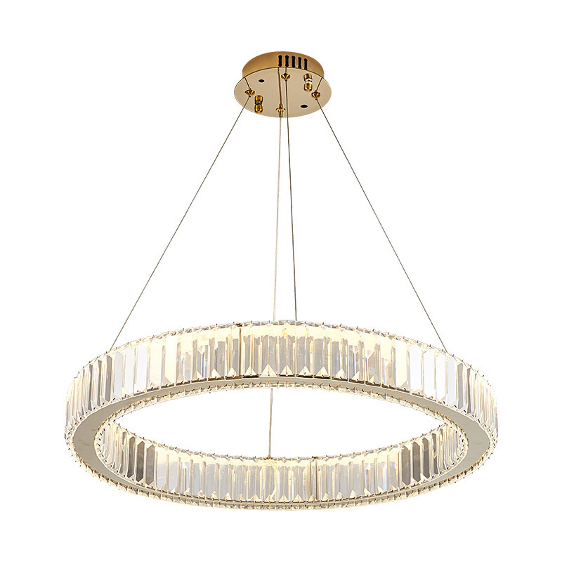 Modern Luxury LED Light Crystal Circle Ring Crystal Chandelier Ceiling Pendant Lamps Gold Contemporary 80 for Home Living Room