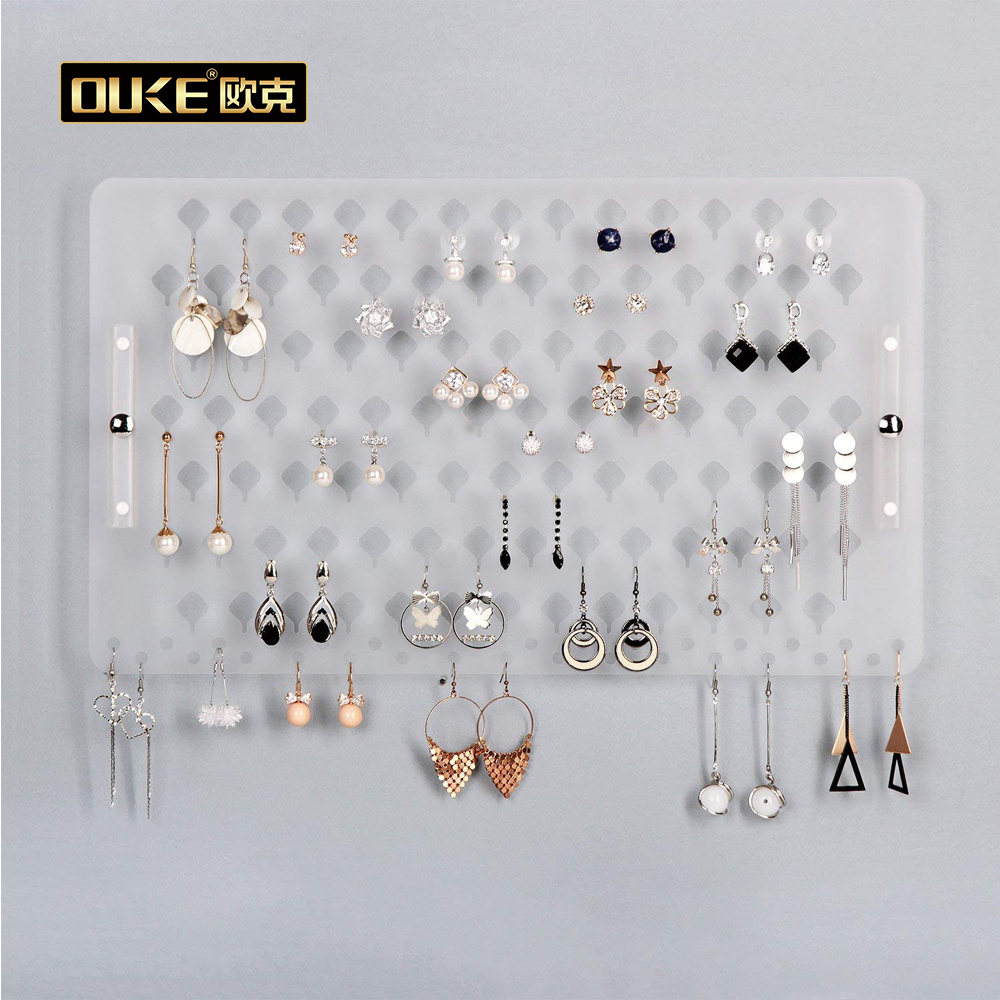 Wall Mount Earring Jewelry Holder Organizer hanger Storage Rack Display Clear Acrylic with 94 Holes