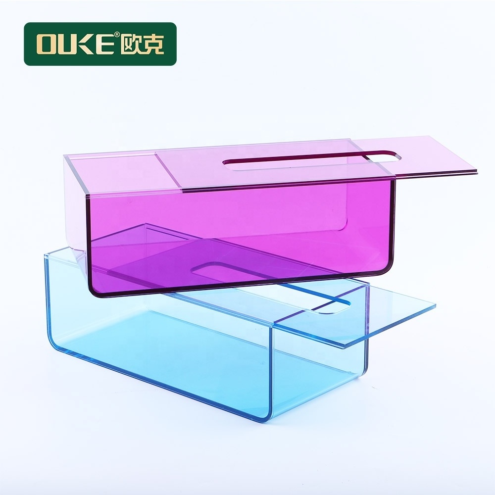 Custom Rectangular Pull Cover Acrylic Tissue Box with Logo