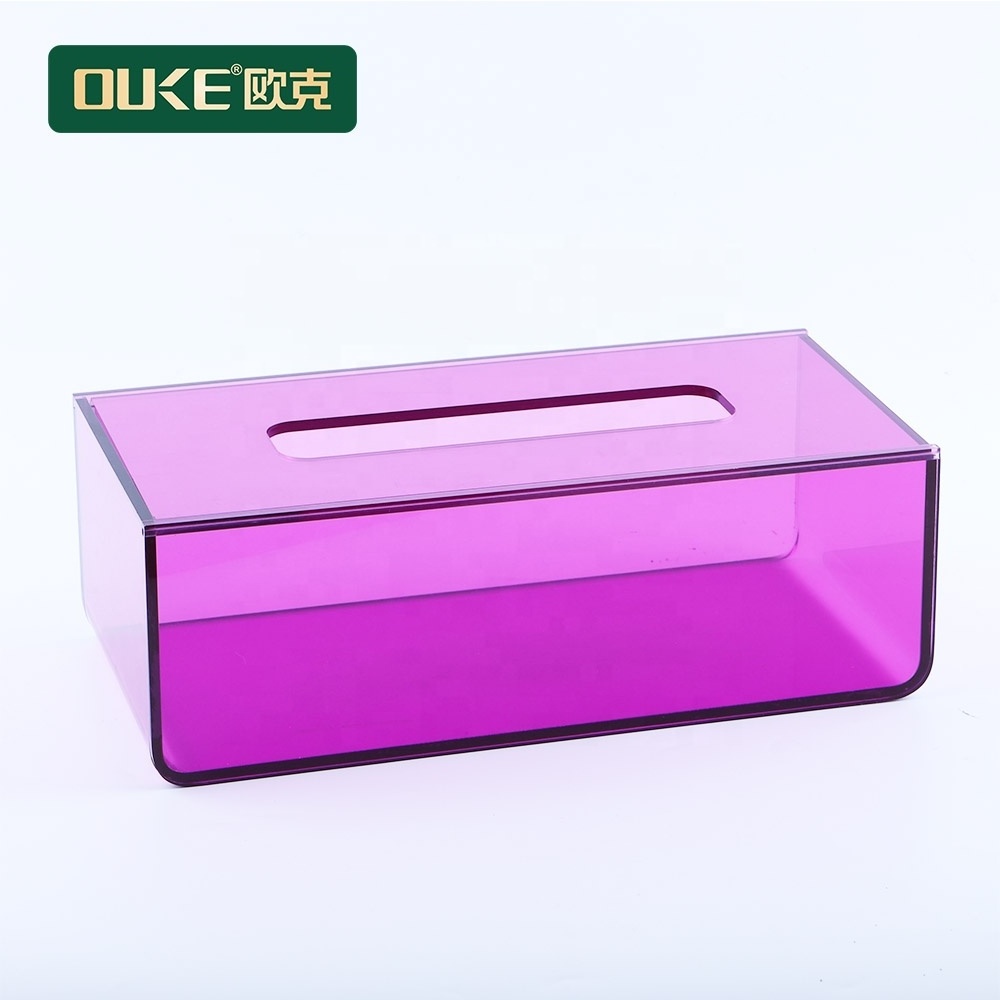 Custom Rectangular Pull Cover Acrylic Tissue Box with Logo