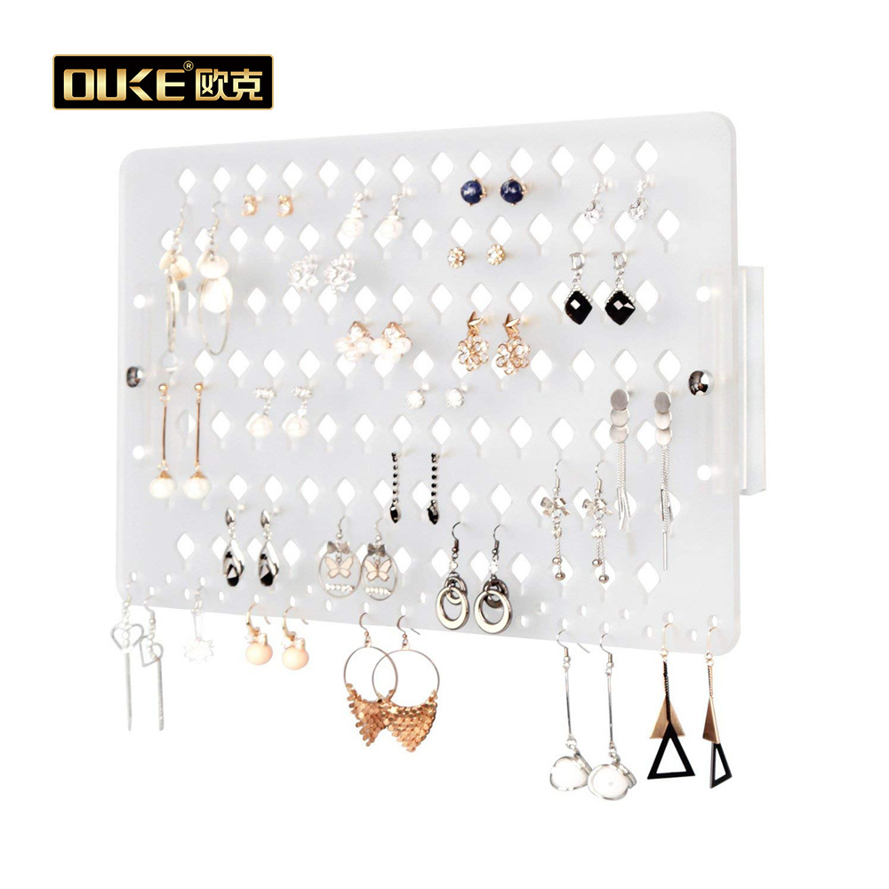 Wall Mount Earring Jewelry Holder Organizer hanger Storage Rack Display Clear Acrylic with 94 Holes