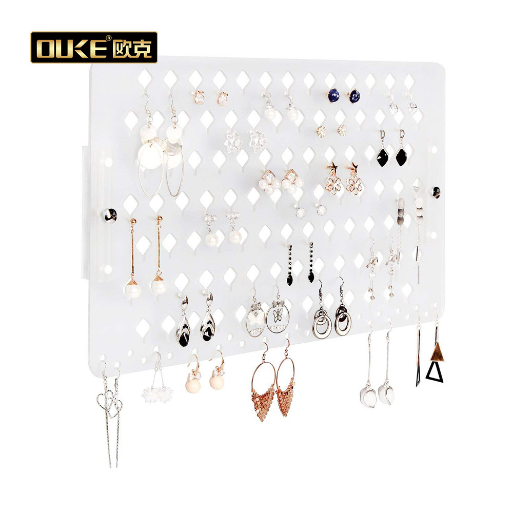 Wall Mount Earring Jewelry Holder Organizer hanger Storage Rack Display Clear Acrylic with 94 Holes