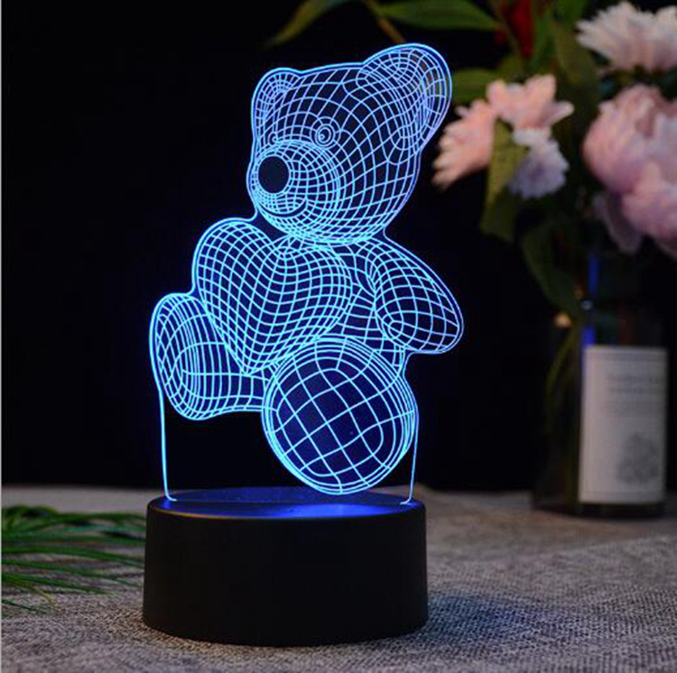 best kids night light,christmas led 3d night lamp kit,acrylic lamp bear 3d led night light projector lamp custom