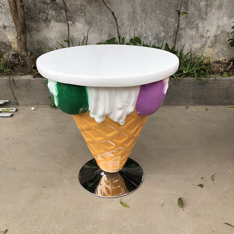 Ice cream table and chairs sets fiberglass ice cream cone chairs ice cream statues decoration