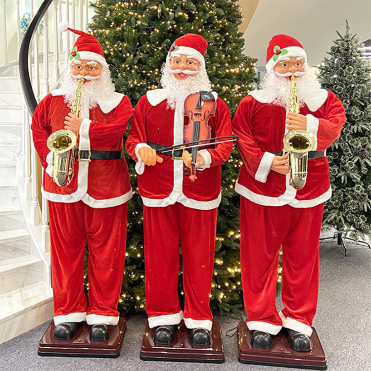 1.3m 4.3ft Electric Music Dancing Christmas Santa Claus with Saxophone