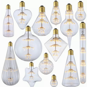 ST64 Amber Glass Firework Starry Bottle Decorative 3W Vintage Lamp Led E27 Edison Screw Dimmable Spiral Filament Bulb Lights