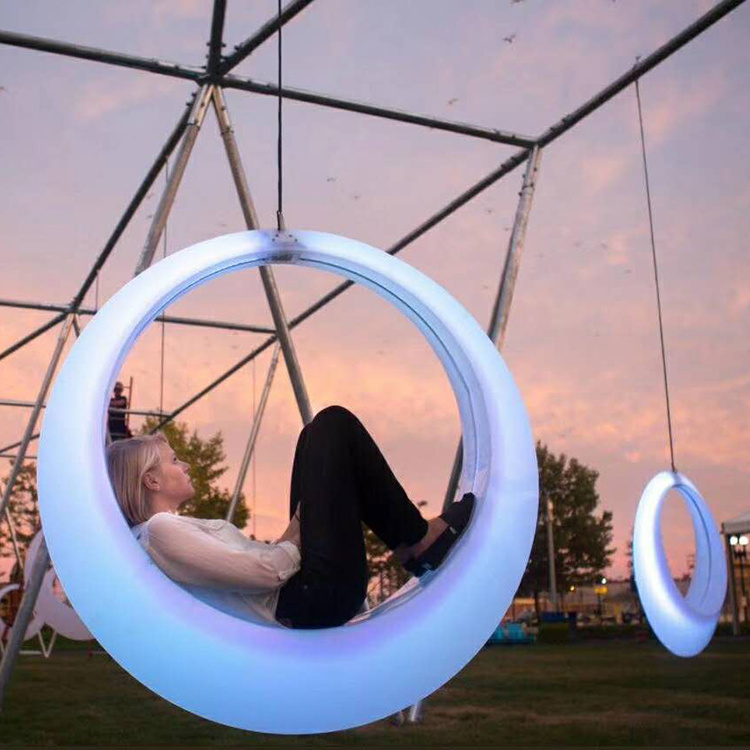 Hanging Plastic Hot Sell Hammock Pergola Swing Outdoor Or Indoor Moon Round Wicker Doyble Seat Egg Single Chair Patio Swings