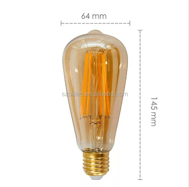 Retro Tungsten Filament Lamp 220V Brown 4W 6W St64 Led Filament Light Bulb