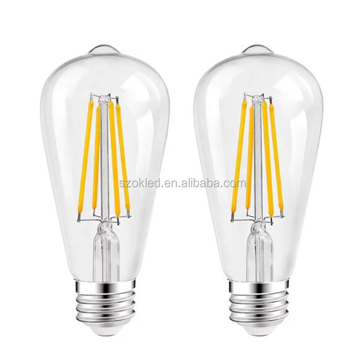 Retro Tungsten Filament Lamp 220V Brown 4W 6W St64 Led Filament Light Bulb